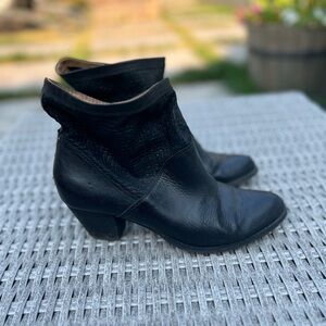 Corso Como Woven Black Leather Ankle Boot 7.5